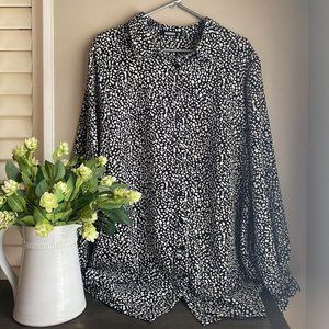 Missguided black and white button up dress shirt 14